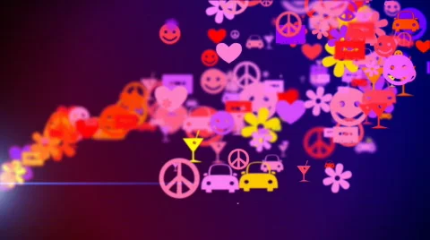 Retro icons fly in camera Stock Footage 636307