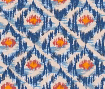 Retro ikat blue pattern Stock Illustration
