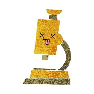 Retro illustration style cartoon microscope 스톡 일러스트