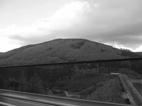 Retro image - Beautiful cloud over forest covered hill in Beskydy. Broadleaf Stock Photos