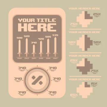 Retro infographics elements. Pixel Art Stock Illustration