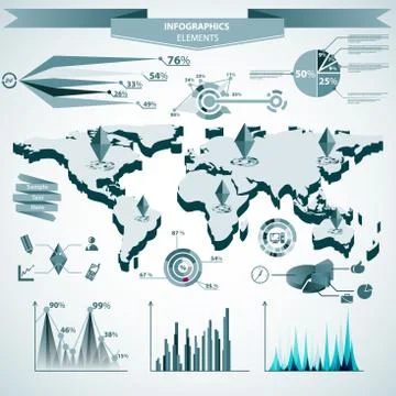 Retro infographics set. World Map and Information Graphics Illustrazione stock