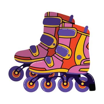 Retro inline roller skate isolated on white. 90s aesthetic. Stock Illustration