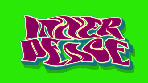 Retro inner peace sign looping animation on green background Stock Footage 340455300