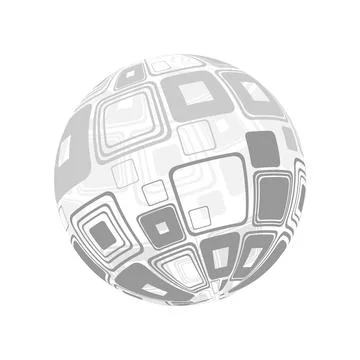 Retro Inspired Empty Transparent Round 3D Sphere with Gray Squares Pattern,.. イラスト素材