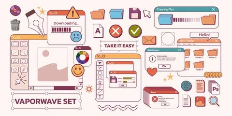 Retro interface. Windows web design. Vintage 90s UI screen or game graphics.. Stock Illustration