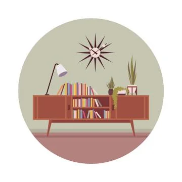 Retro interior with a credenza Illustrazione stock