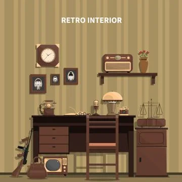 Retro Interior Illustration 库存插图
