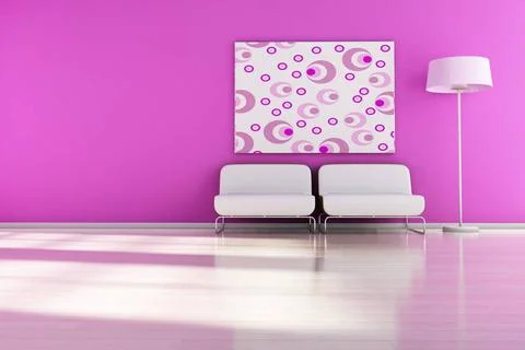 Retro Interior modern interior (3D render) - Retro Furniture Copyright: xZ... Stock Photos
