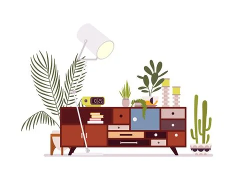 Retro interior with a sideboard Stock Illustration