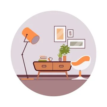 Retro interior with a sideboard Stock Illustration