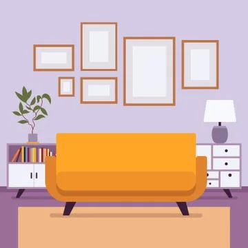 Retro interior with small frames for copyspace Illustrazione stock
