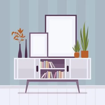 Retro interior with two frames for copyspace Stock Illustration