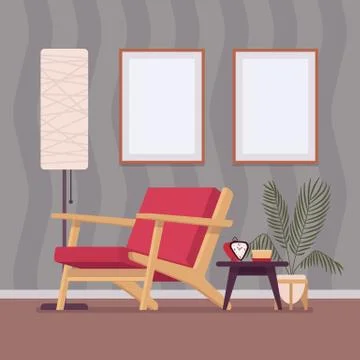 Retro interior with two wall frames for copy space Illustrazione stock