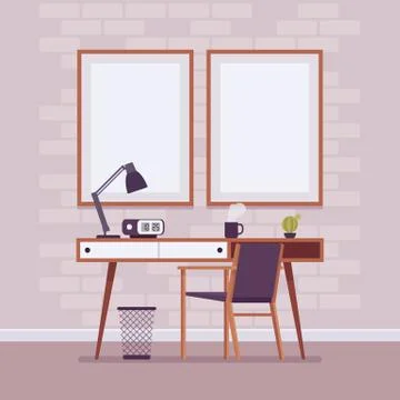 Retro interior with wall frames for copyspace Illustrazione stock