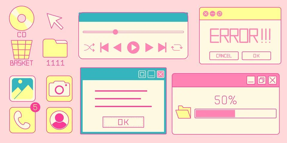 Retro internet window elements Stock Illustration