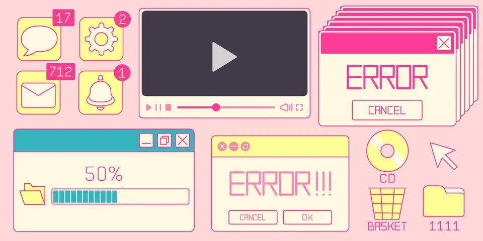 Retro internet window elements Stock Illustration