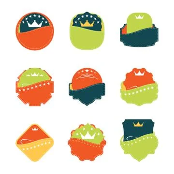 Retro isolated labels for commerce and trade collection. Stock Illustration