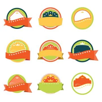 Retro isolated labels for e-commerce and trade set. Stock Illustration