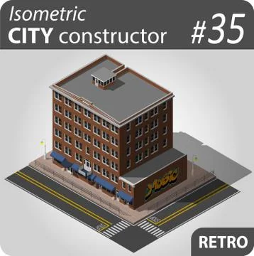 Retro isometric house Stock Illustration