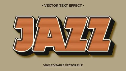 Retro Jazz Text Effect with Brown Stripes and Editable Vector File 스톡 일러스트