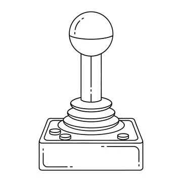 Retro joystick controller line art illustration 库存插图