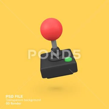 Retro joystick isolated 3d render icon illustration PSD Template