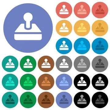 Retro joystick round flat multi colored icons Stockillustratie