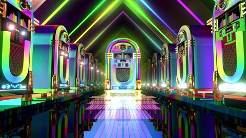 Retro Jukebox Corridor Background Stock Footage 343696891