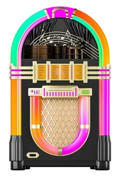 Retro jukebox, front view. 3D rendering Stock Illustration