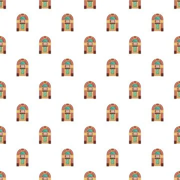 Retro jukebox musical machine seamless repeating pattern Stock Illustration