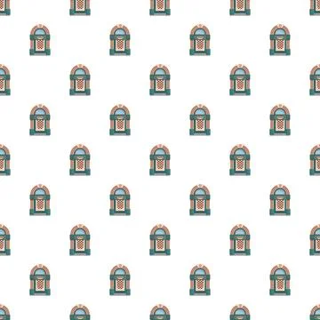 Retro jukebox playing music repeating seamless pattern Stock-Illustration
