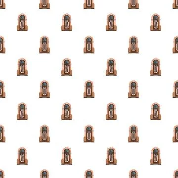 Retro jukebox seamless pattern with vintage music theme Stock Illustration