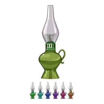 Retro kerosene lamp cartoon vector graphic Illustration