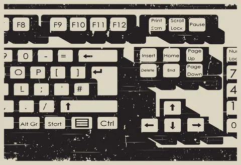 Retro keyboard close up poster Stock Illustration