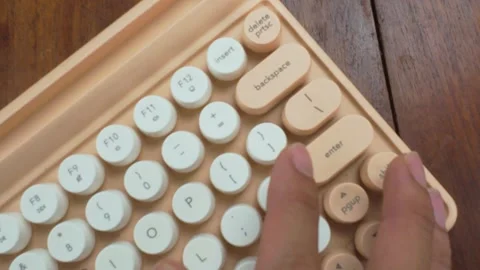 Retro Keyboard on Wood Surface Close Up 動画素材 311795860