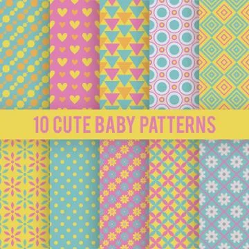 Retro kids vector seamless patterns. Endless texture Stock Illustration