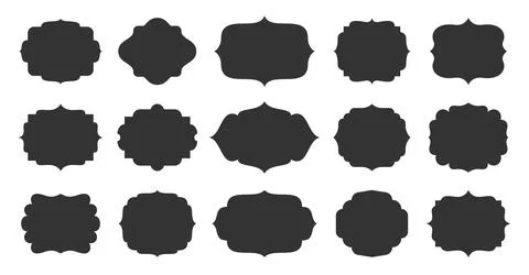 Retro label border frame shape tag sticker set Stock Illustration