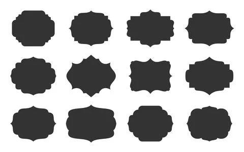 Retro label border frame shape tag sticker set Stock Illustration
