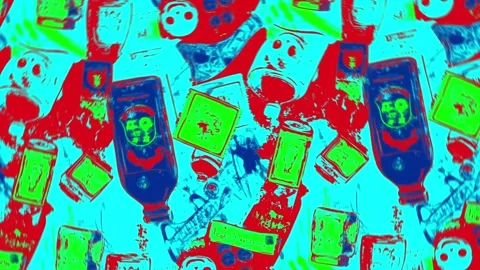 Retro label collage with tea and herbs and stamps — Rotation motion Stock Footage 308076372