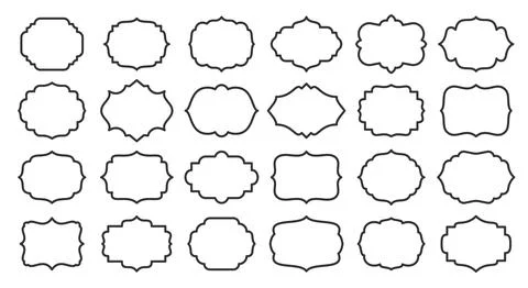 Retro label empty tag sticker text frame card set Stock Illustration