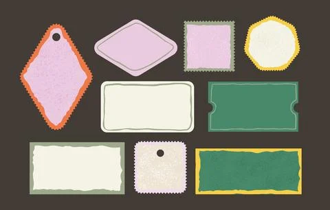 Retro Label Frame Vector Set Blank Tag Sticker Badge Collection Stock Illustration