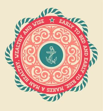 Retro label with nautical elements Stock Illustration