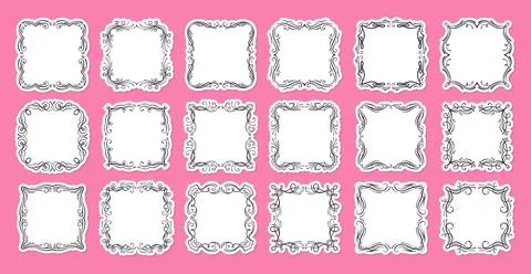 Retro label or frame calligraphic set vintage ornament classic label decorative Stock Illustration