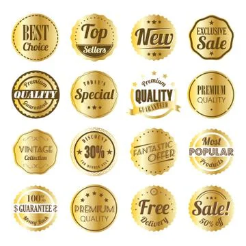 Retro label set with gold texture Stock Illustration