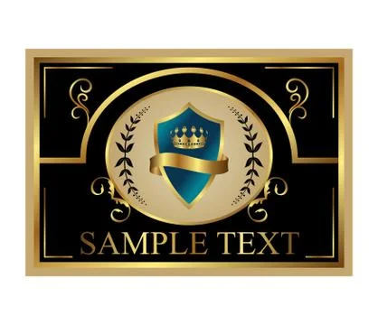 Retro label with shield and crown Illustrazione stock