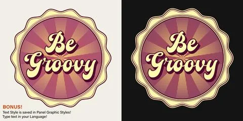 Retro label with text Be Groovy, halftone beams Ilustración de archivo