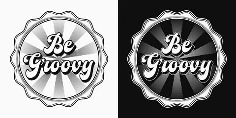 Retro label with text Be Groovy, halftone beams Illustrazione stock