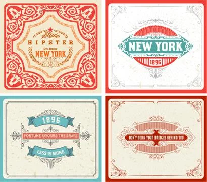Retro labels set. vector - file Stock Illustration