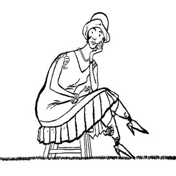 Retro lady sitting Stock Illustration